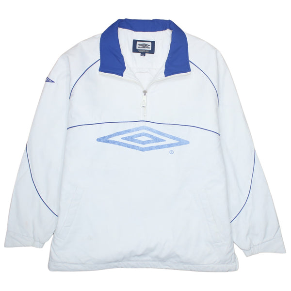 Umbro 90's Spellout Quarter Zip Windbreaker Large  White
