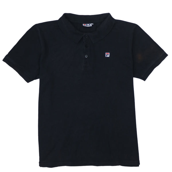 Fila 90's Short Sleeves Quarter Button Polo Shirt Large Black