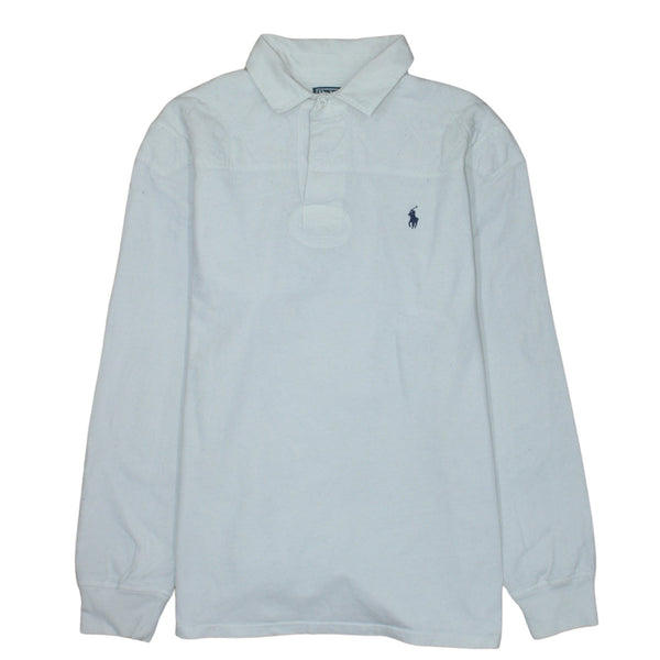 Polo Ralph Lauren White Rugby Polo Shirt Men's Large Embroidered Pony Long Sleeve Top
