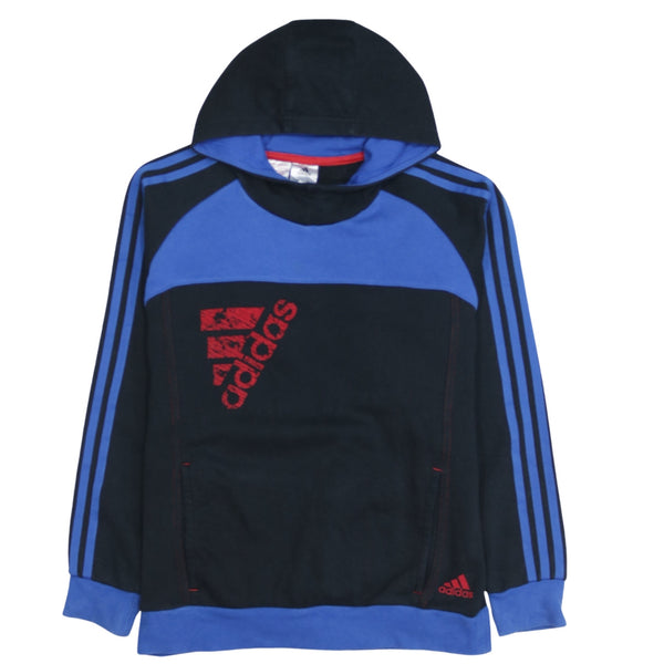 Adidas 90's Striped Sleeve Pullover Hoodie Large Black