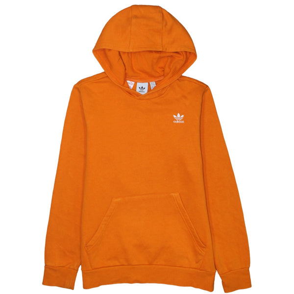Adidas Orange Hoodie Women’s Large Trefoil Embroidered Logo Front Pocket Pullover Sweatshirt