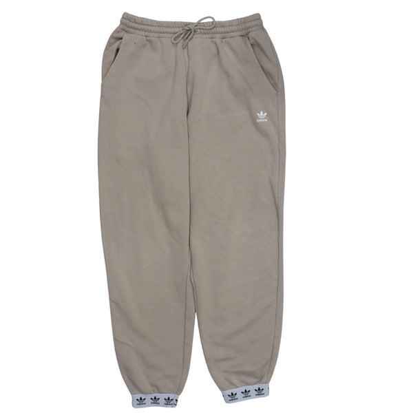 Adidas Taupe Joggers Men's 32 Embroidered Trefoil Logo Elastic Cuffs Fleece Sweatpants