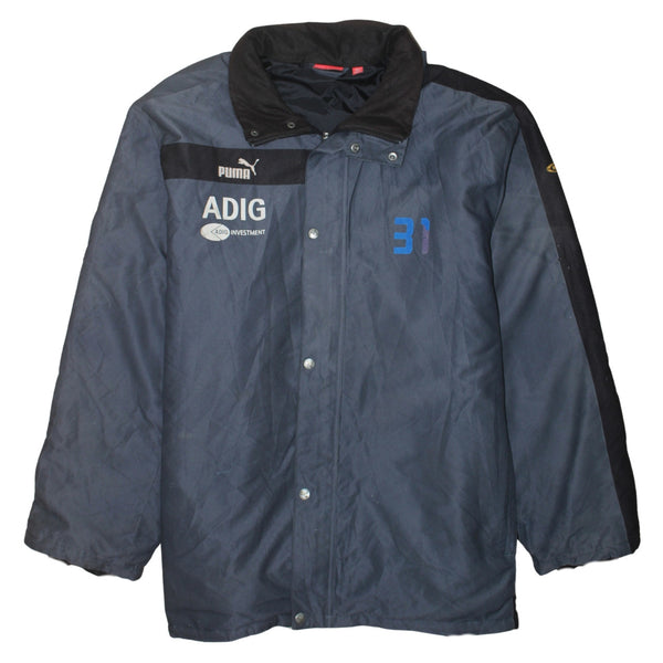 Puma Dark Grey Windbreaker Jacket Men's Large Printed ADIG Logo Number 31 Outerwear