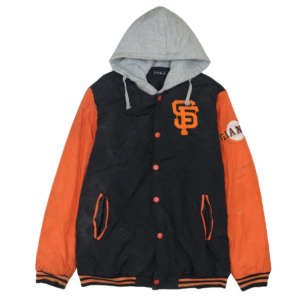 Vintage 90's Hooded Button-Up Windbreaker Black Large