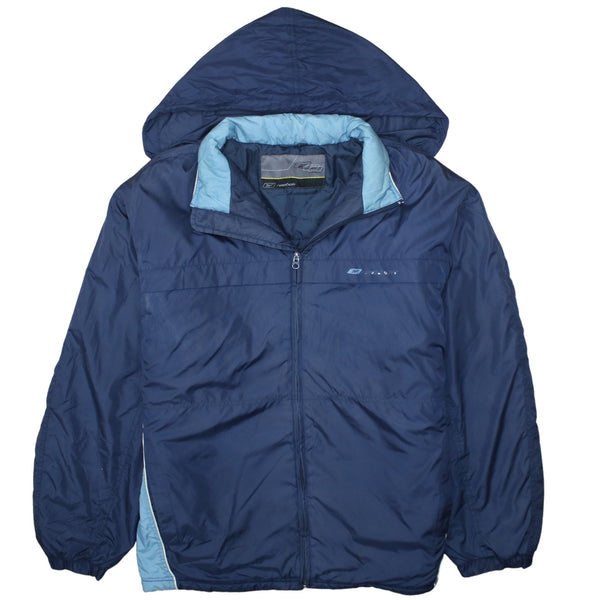 Reebok 90's Hooded Full Zip Up Windbreaker Small Navy Blue