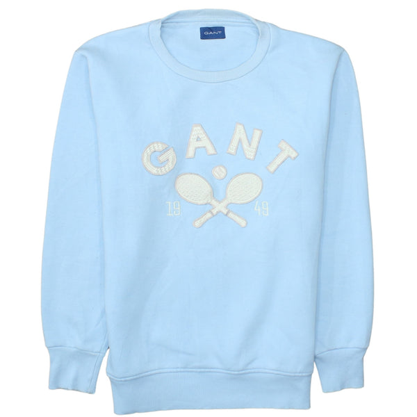 GANT Light Blue Sweatshirt Men's Medium Embroidered Tennis Logo Crewneck Pullover Top