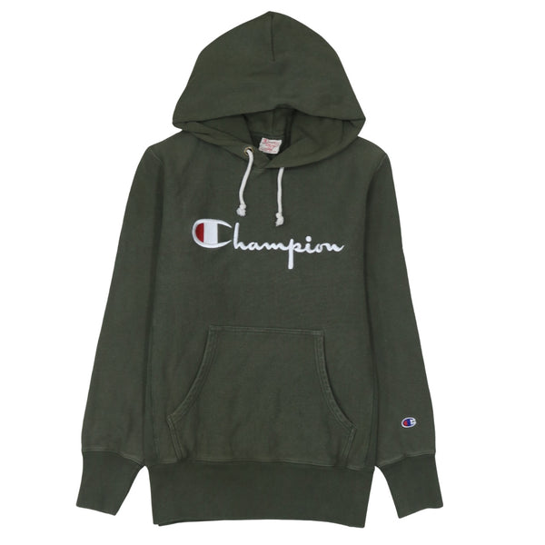 Champion Dark Green Hoodie Men's Large Embroidered Script Logo Front Pocket Pullover Sweatshirt