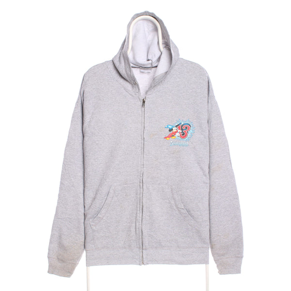 Disney 90's 2013 Mickey Mouse Disneyland Zip Up Hoodie Large Grey