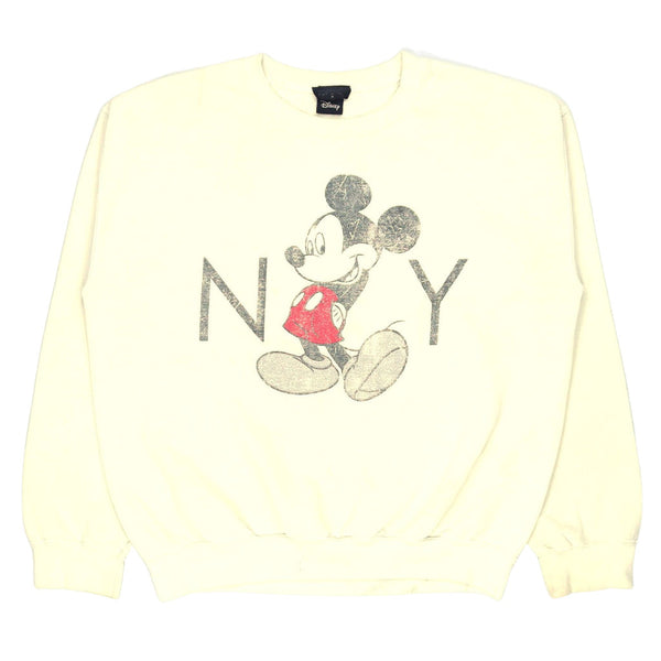 Disnep 90's NY Mickey Mouse Crewneck Sweatshirt Medium Beige Cream