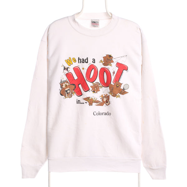 Oneita 90's Colorda Crewneck Sweatshirt XLarge White