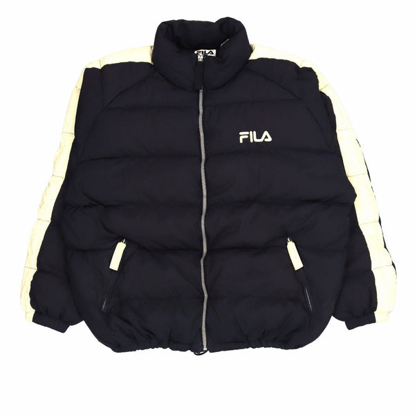 Fila 90's Spellout Zip Up Puffer Jacket XXLarge (2XL) Black