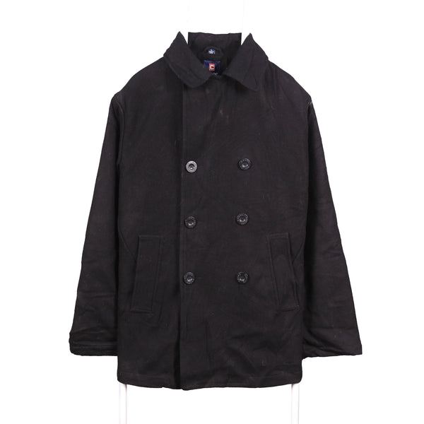 Chaps 90's Wool Button Up Parka Large Black