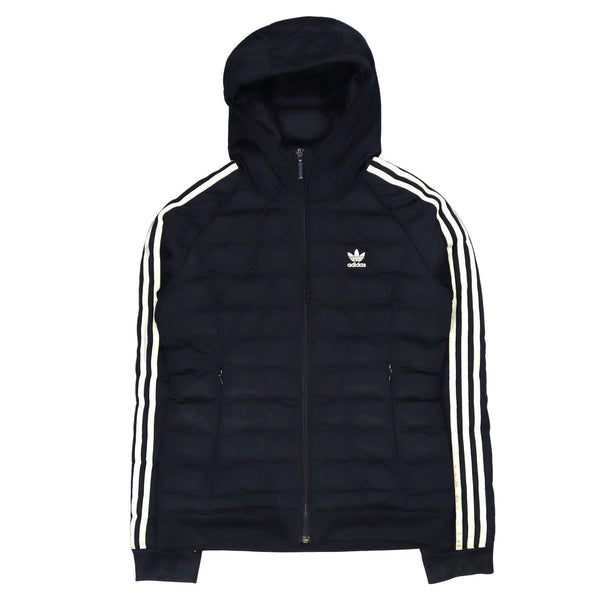 Adidas 90's Spellout Zip Up Hooded Puffer Jacket Small Black