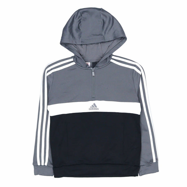 Adidas 90's Spellout Quarter Zip Hoodie Small Grey