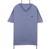 Polo Ralph Lauren 90's V Neck Short Sleeve T Shirt XLarge Blue