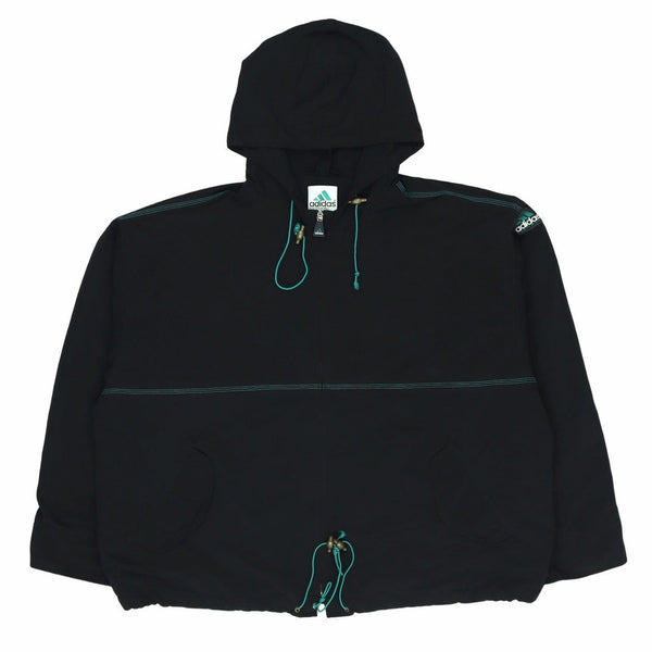 Adidas 90's Adidas Equipment Zip Up Hooded Windbreaker XLarge Black