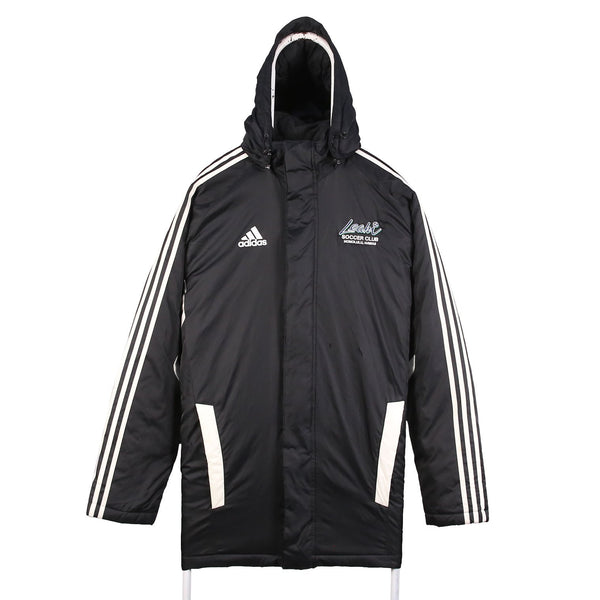 Adidas 90's Soccer Club Puffer Zip Up Windbreaker Jacket Medium Black