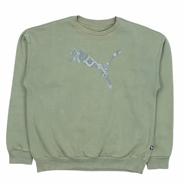 Puma 90's Spellout Heavyweight Crewneck Sweatshirt Large (missing sizing label) Green