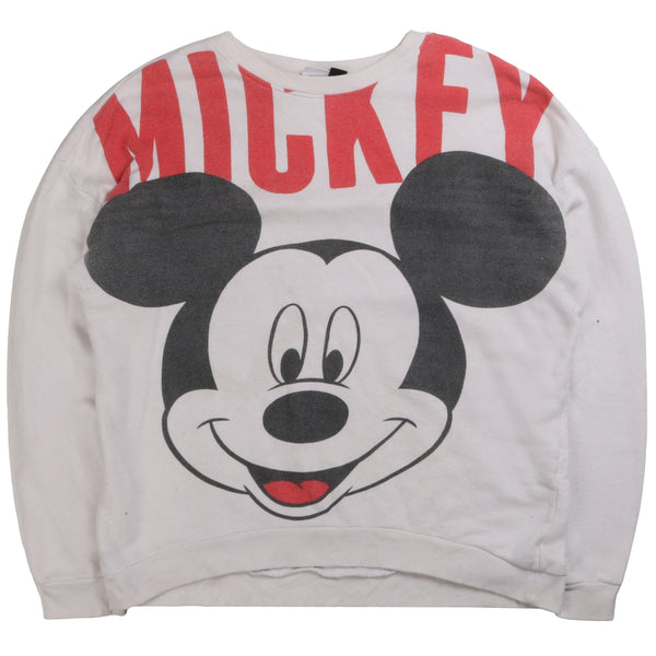 Disney  Mickey Mouse Crewneck Sweatshirt Large White