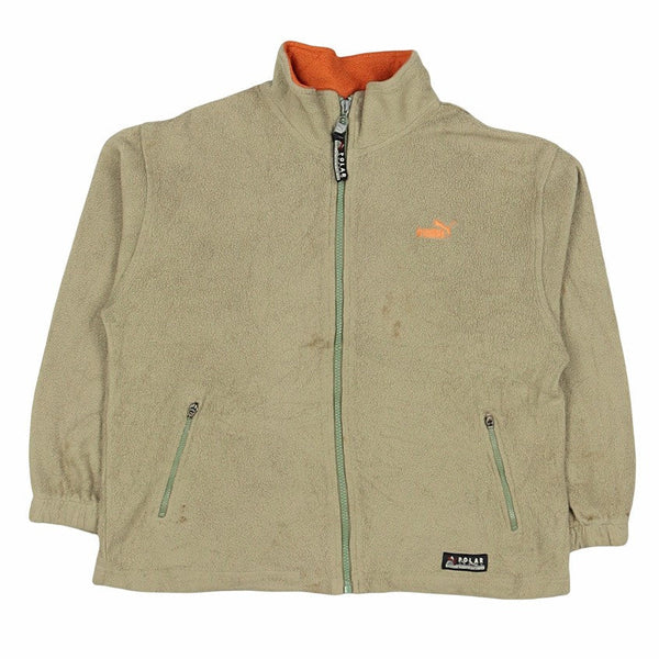 Puma 90's Sherpa Spellout Zip Up Fleece Small Green