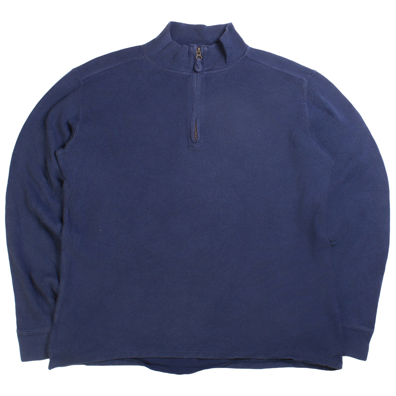 Ralph Lauren  Quarter Zip Knitted Ribbed Jumper / Sweater XLarge Navy Blue