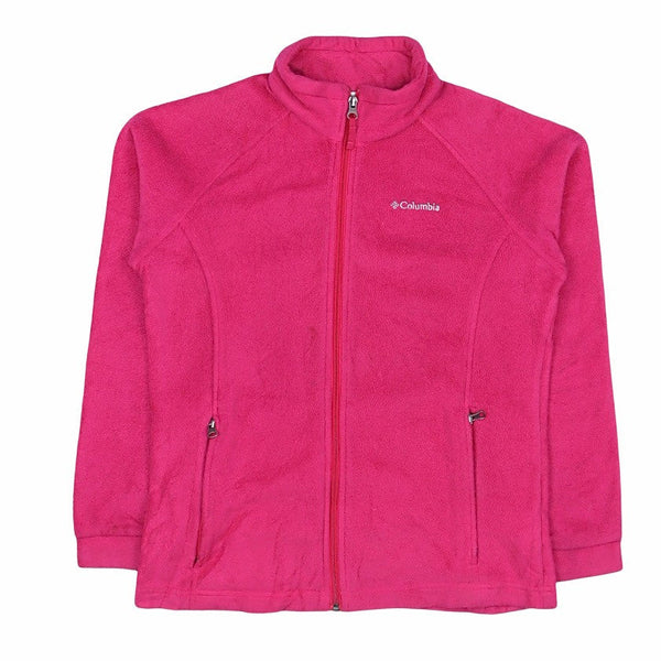 Columbia 90's Spellout Zip Up Fleece Large Pink