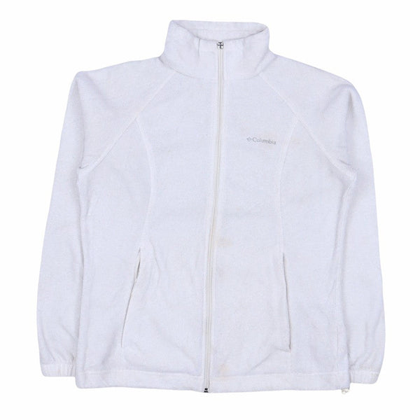 Columbia 90's Spellout Zip Up Fleece Medium White