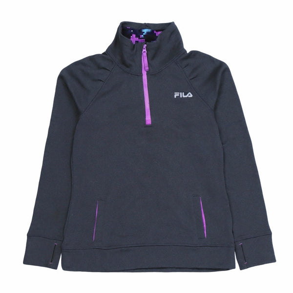 Fila 90's Quarter Zip Spellout Sweatshirt Large Grey