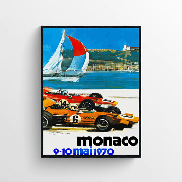 vintage monaco car 1970s car racing poster