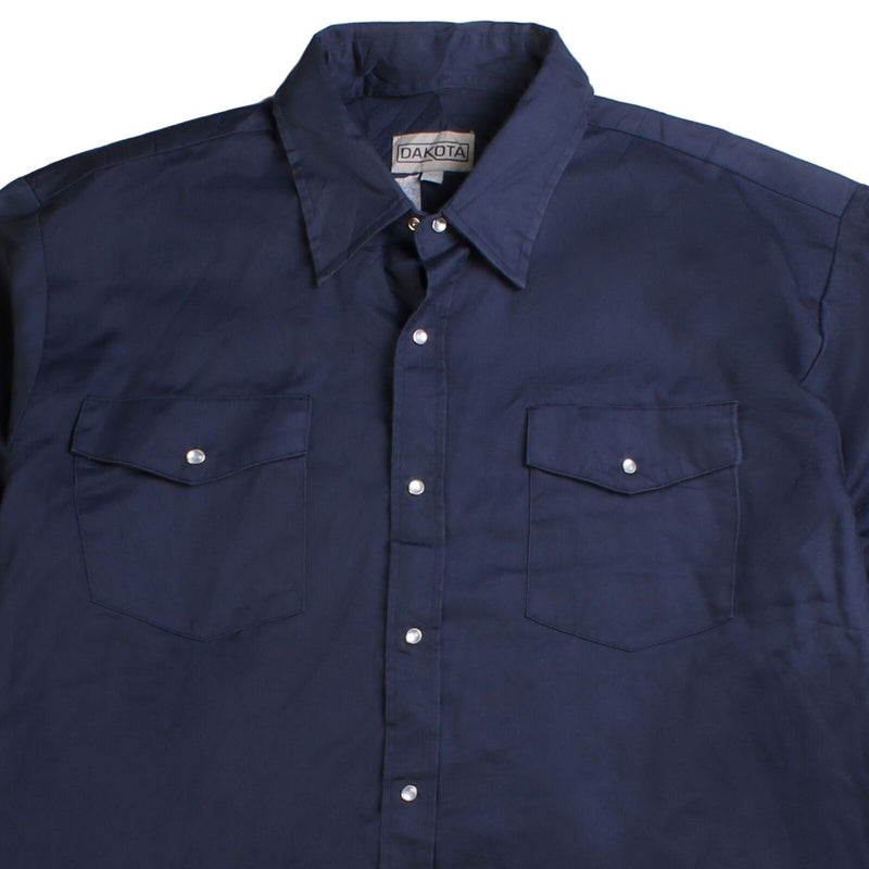 Dakota Plain Long Sleeve Button Up Shirt Men's Large Navy Blue