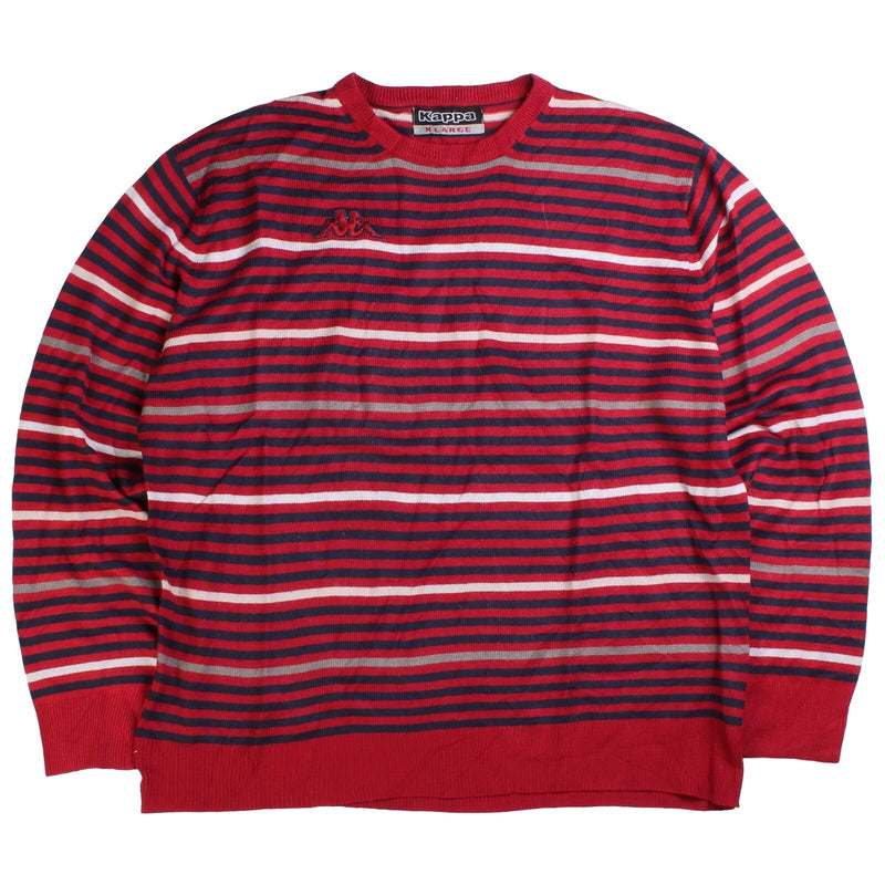 Kappa Striped Knitted Crewneck Jumper / Sweater Men's X-Large Red