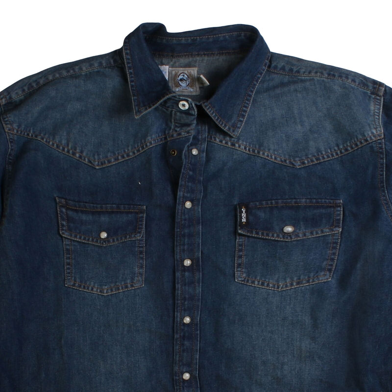 Cinch Denim Long Sleeve Button Up Shirt Women's XX-Large (2XL) Navy Blue