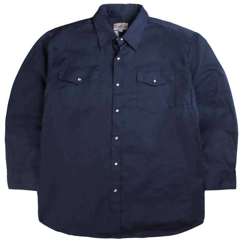 Dakota Plain Long Sleeve Button Up Shirt Men's Large Navy Blue