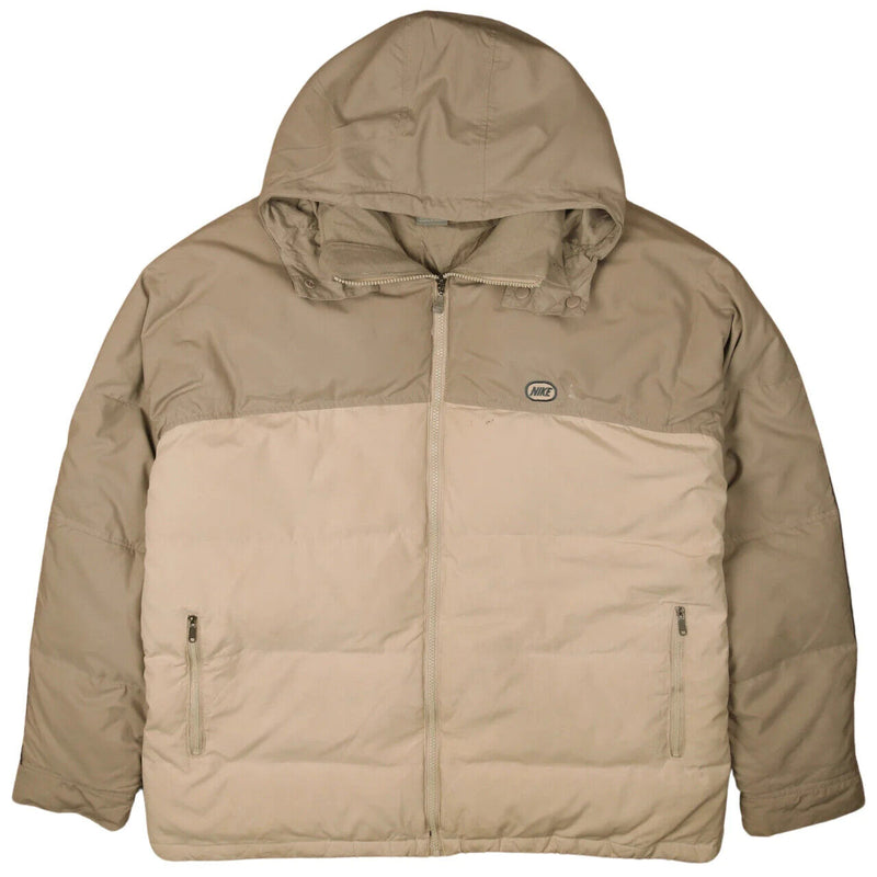 Nike 90's Heavy Weight Full Zip up Puffer Jacket XLarge Beige Cream