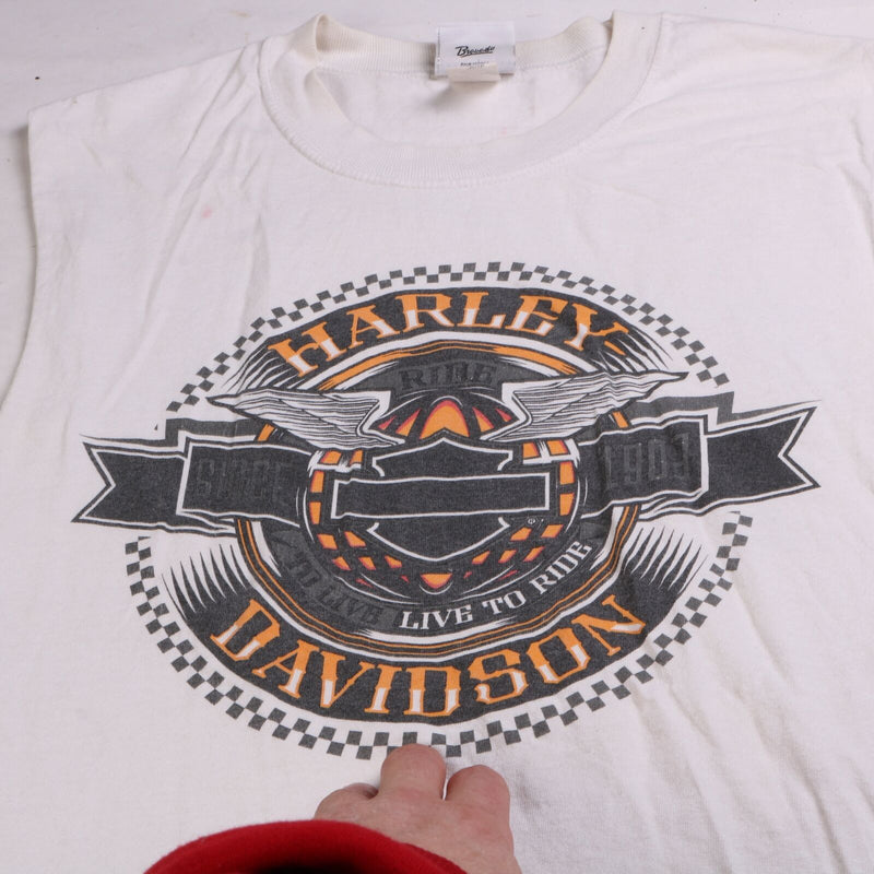 Harley Davidson  Motorbike Back Print Grand Canyon Vest T Shirt Large White