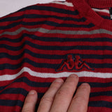 Kappa Striped Knitted Crewneck Jumper / Sweater Men's X-Large Red