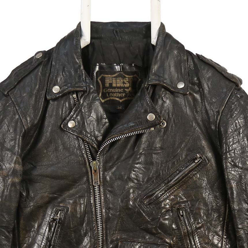 Genuine Leather 90's Biker Jacket Genuine Leather Zip Up Leather Jacket Small (m