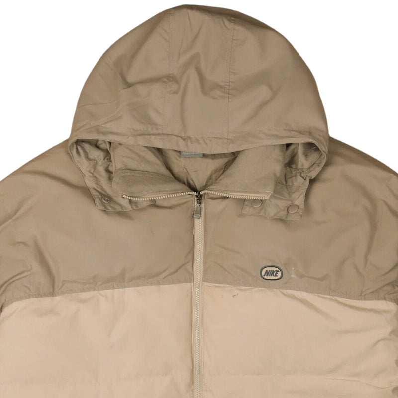 Nike 90's Heavy Weight Full Zip up Puffer Jacket XLarge Beige Cream