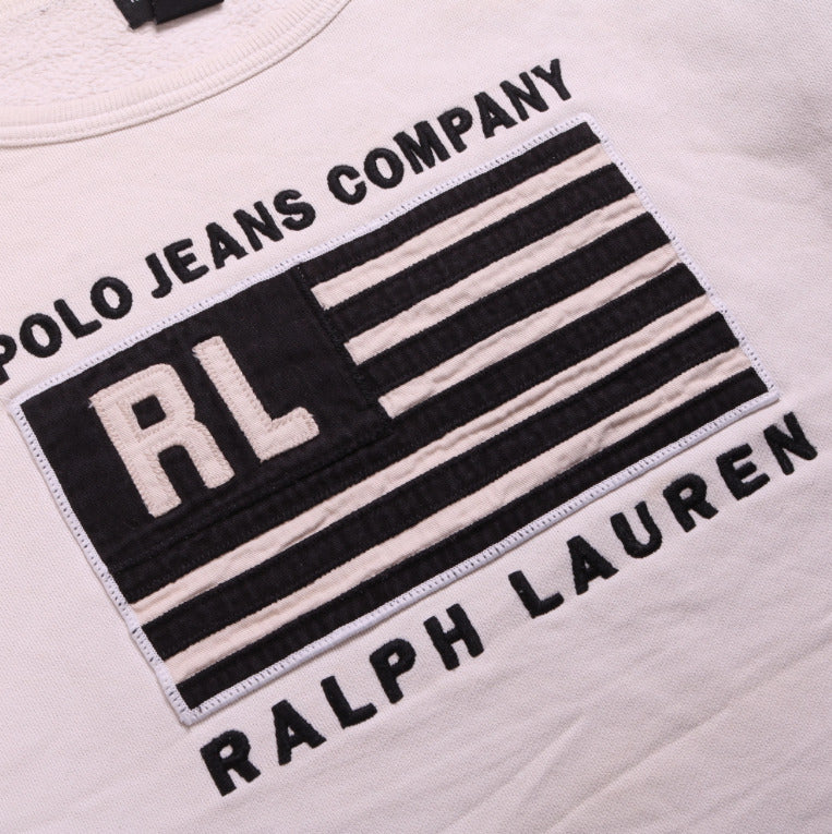 Ralph Lauren Polo Jeans Heavyweight Crewneck Sweatshirt XLarge White