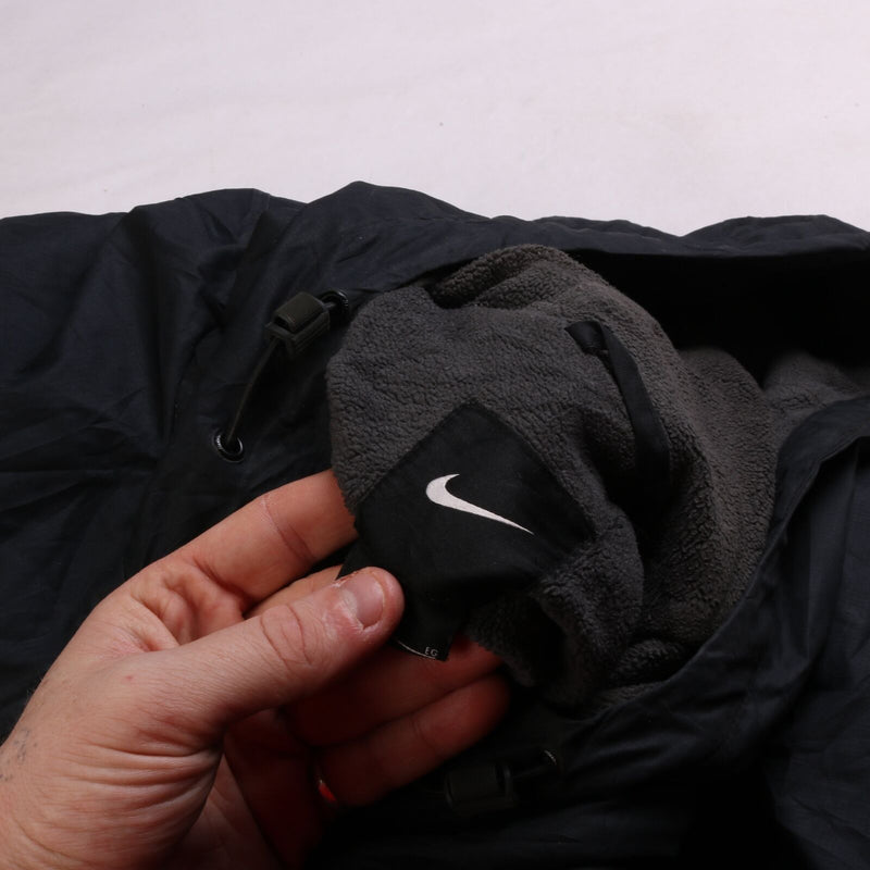 Nike Qualitas Full Zip-Up Hooded Windbreaker Jacket Men's X-Large Black