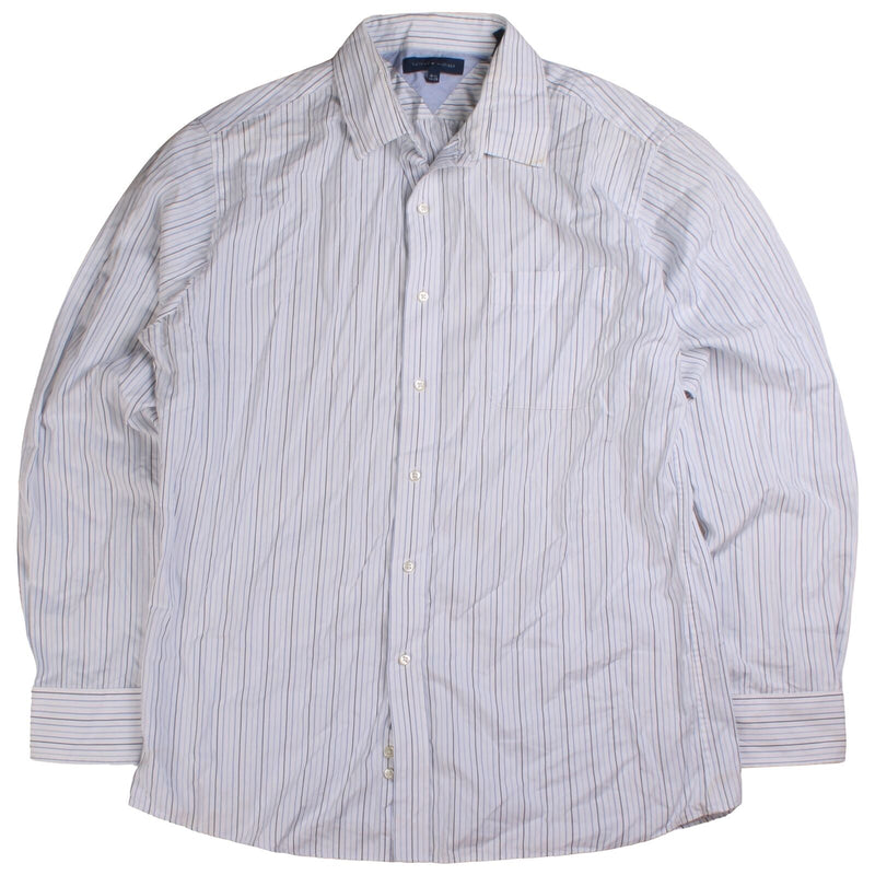 Tommy Hilfiger Long Sleeve Button Up Striped Shirt Men's Large Blue