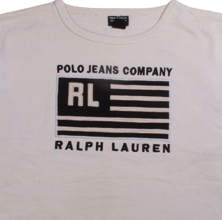 Ralph Lauren Polo Jeans Heavyweight Crewneck Sweatshirt XLarge White