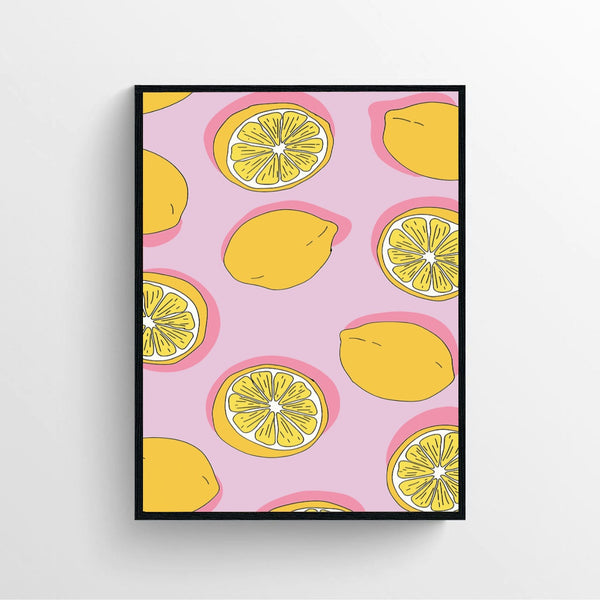 Lemons On Pink Canvas Print