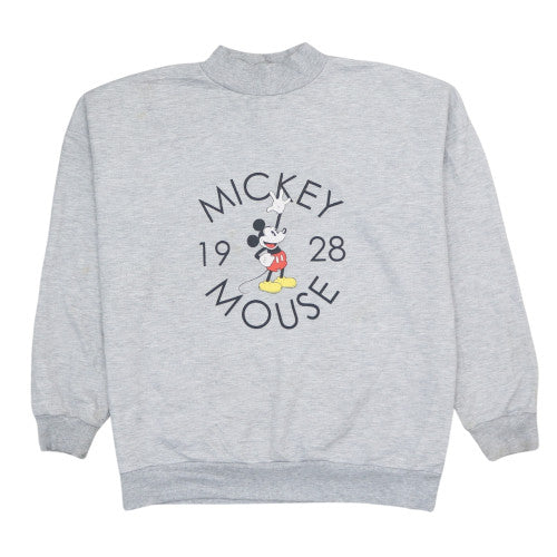 Disney Light Grey Sweatshirt Women's Size 14 Printed Mickey Mouse 1928 Crewneck Pullover