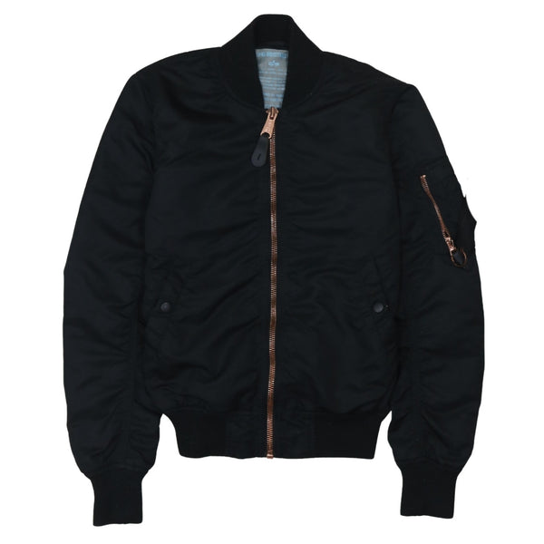 Alpha Industries Black Bomber Jacket Women’s Small Zip Pockets Ribbed Hem Outerwear