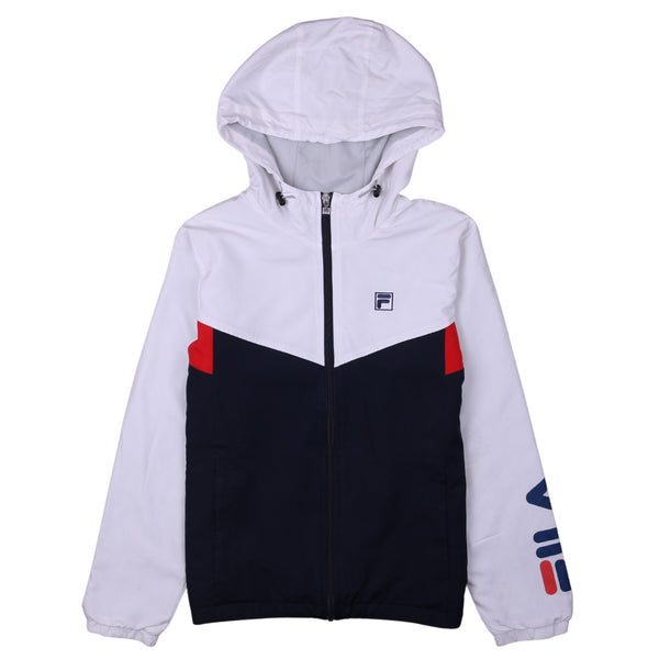 Fila 90's Hooded Full Zip Up Windbreaker Medium (missing sizing label) Navy Blue