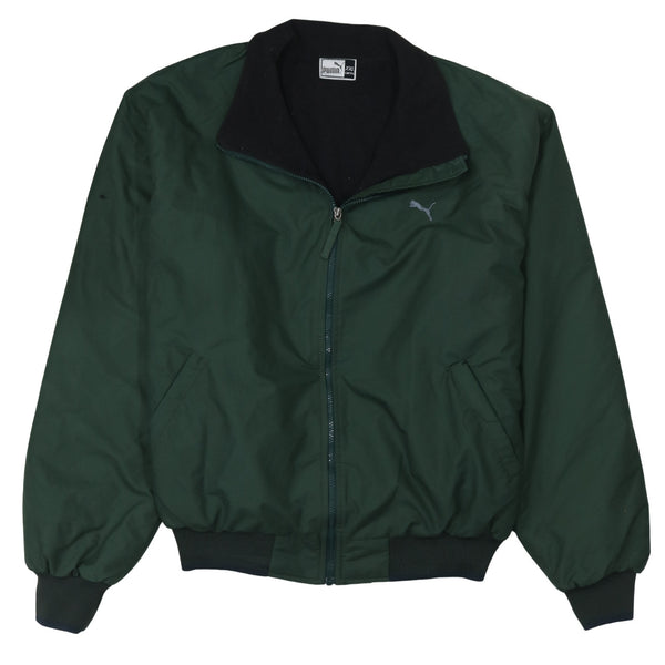 Puma Dark Green Windbreaker Jacket Men's XXLarge Zip Pockets Embroidered Logo Bomber