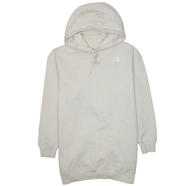 The North Face Beige Cream Hoodie Women’s XLarge Embroidered Logos Longline Pullover Sweatshirt