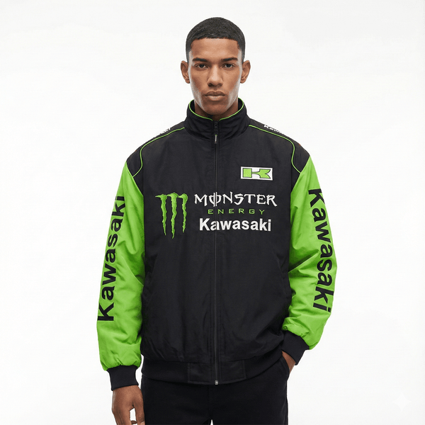 Kawasaki Monster Energy Racing Team Jacket – Black/Green Motorsport Outerwear