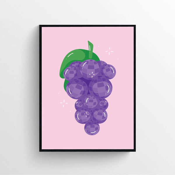 Grape Disco Ball Art Poster